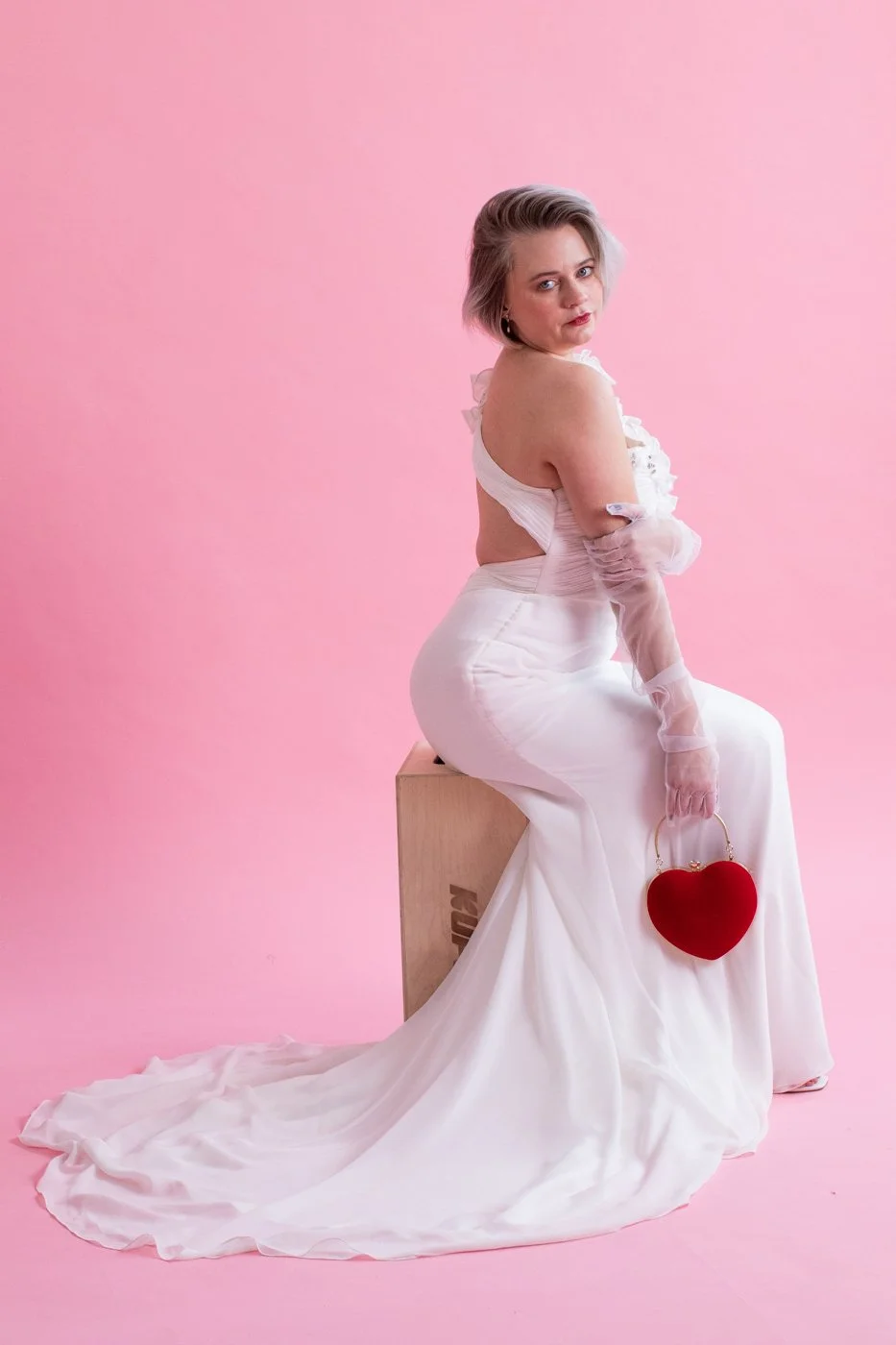 beaded one shoulder wedding dress Luxury Long Pink Mermaid Beaded Lace One Shoulder Wedding Dress with  Detachable Train