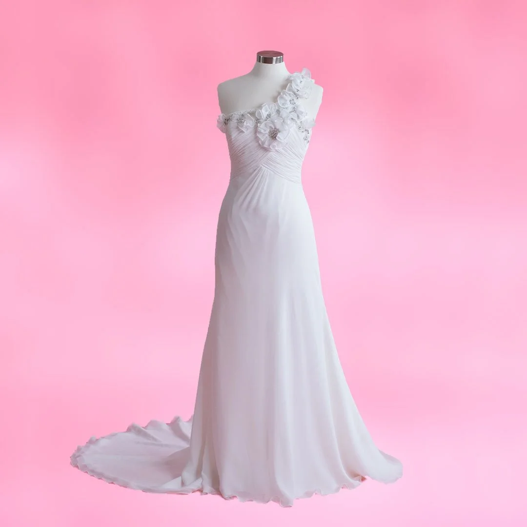 strapless open back dress Ball Gown One Shoulder Beaded Lavender Tulle Flower Girl Dress main image 0