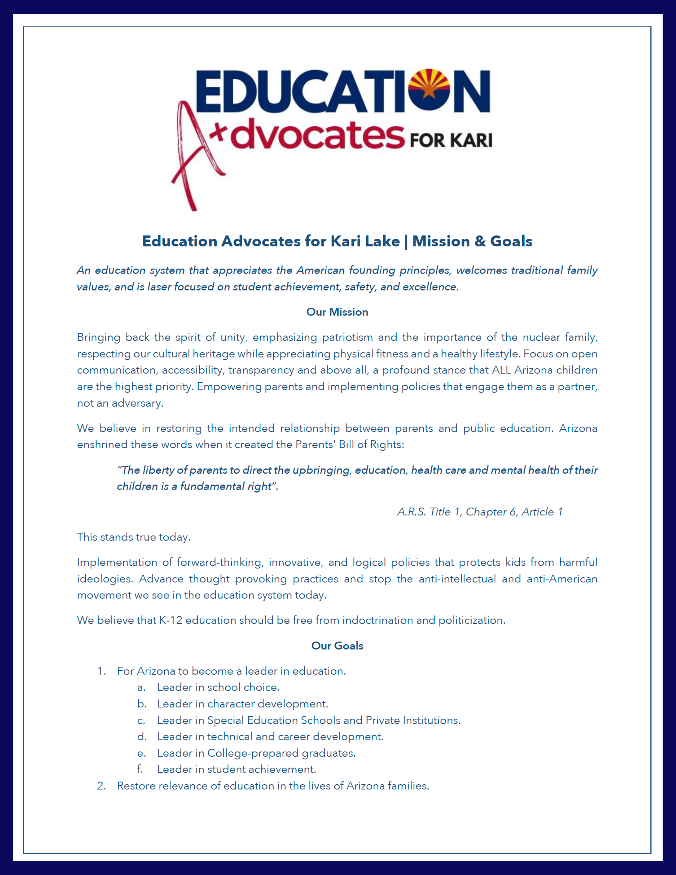 Shiry Sapir and Education Advocates for Kari Lake
