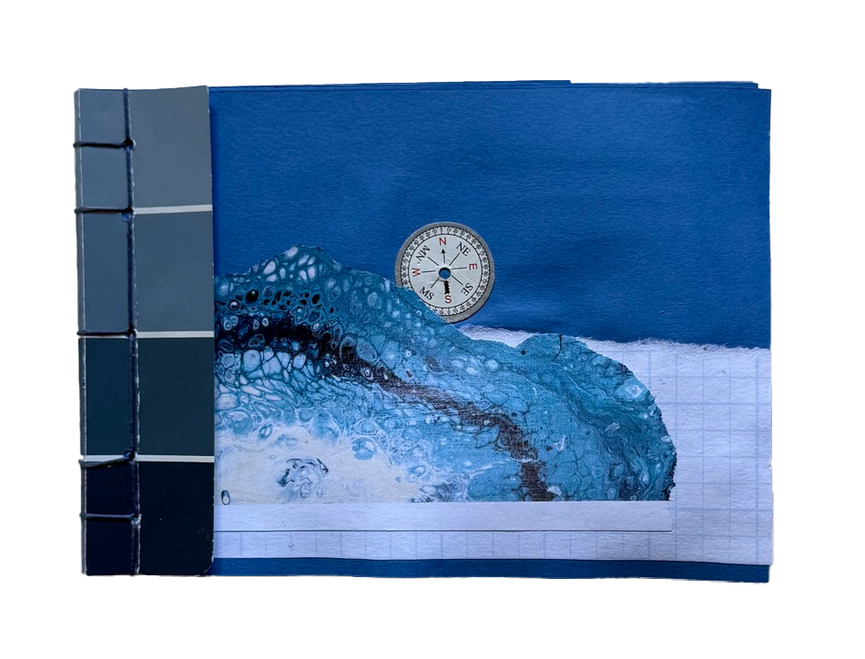 Storm Surge (Japanese stab binding with collage, 5" x 7")