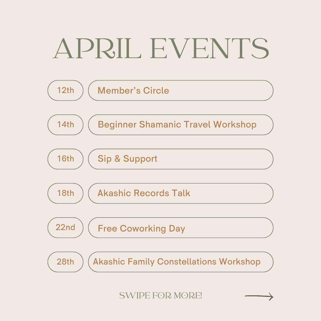 🙌🏼 APRIL EVENTS at The Space! 🙌🏼

We've got some good one's coming up! Make sure to head over to our website (link in bio for easy access) to learn more about all of our events and hosts. Secure your spot today!

#grandrapids #grmi #grandrapidsmi