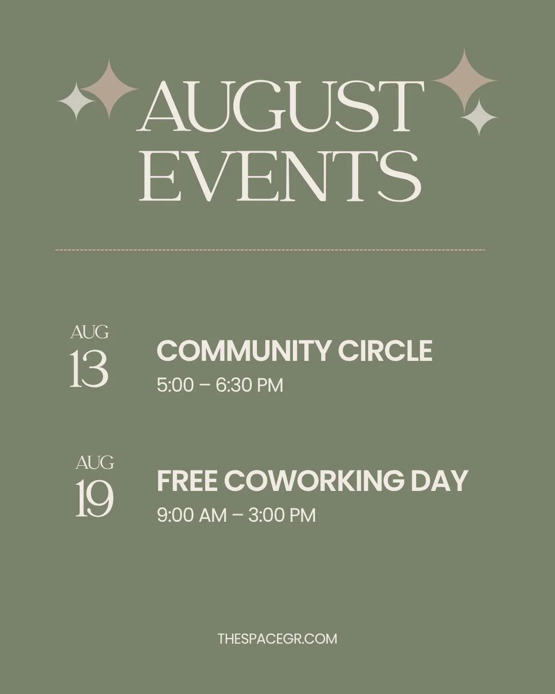 In case you missed the news...we're now opening up our monthly circle to non-members! Here are our events this month:

👩🏻&zwj;🐰&zwj;👩🏽 COMMUNITY CIRCLE:
Thursday August 13th
5:00-6:30pm
The Space Community Room
Members are free
Non-members $8 up