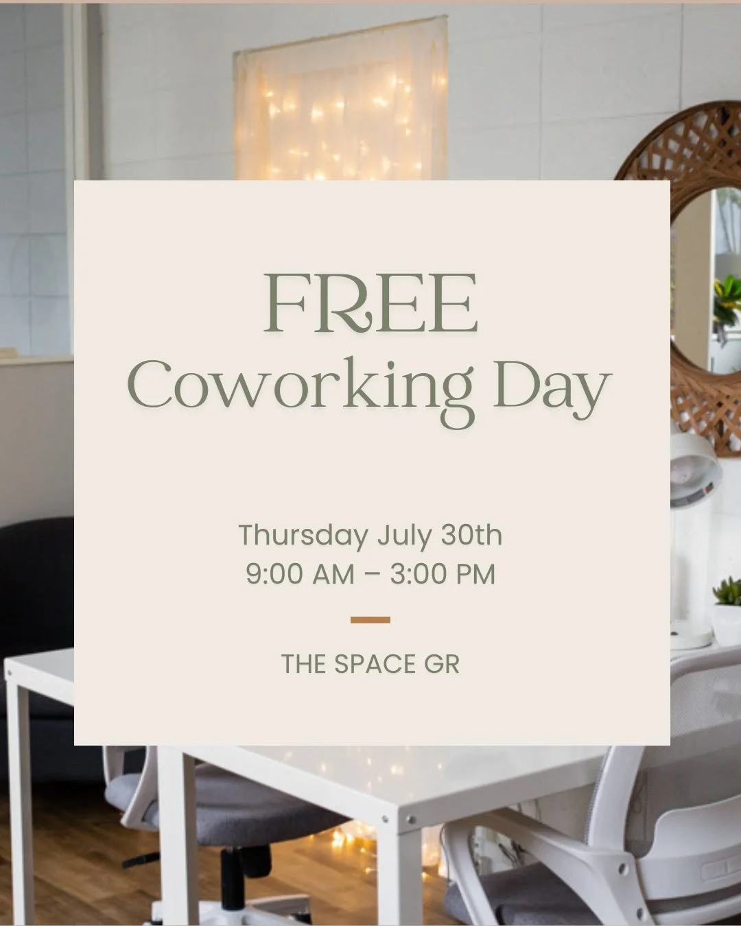 Ever wondered what coworking here is actually like? Experience it for yourself this Thursday!

Join us for a Free Coworking Day at The Space. Work for an hour or stay all day. Bring your laptop, a creative project, a book, or just your curiosity.

Co