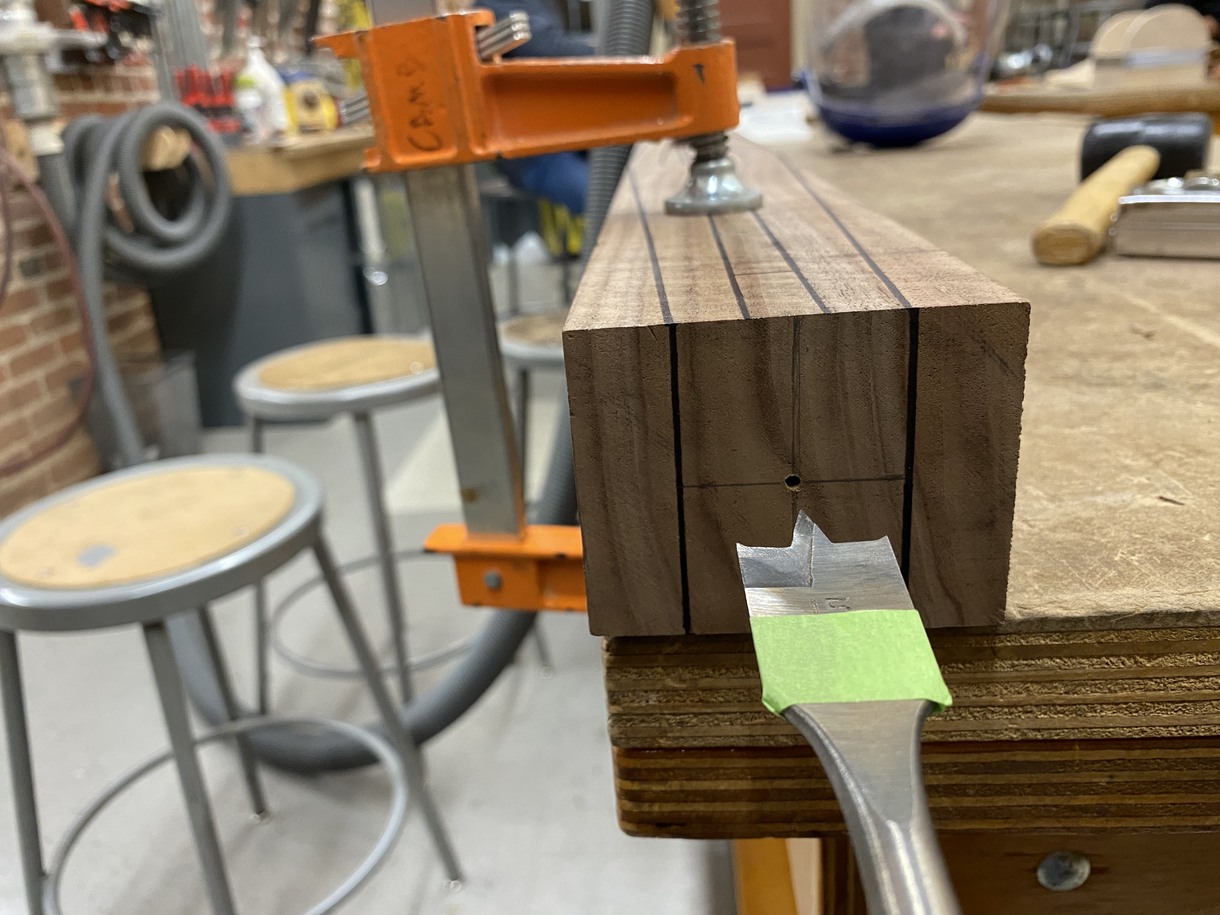 drilling hole for endpin plug