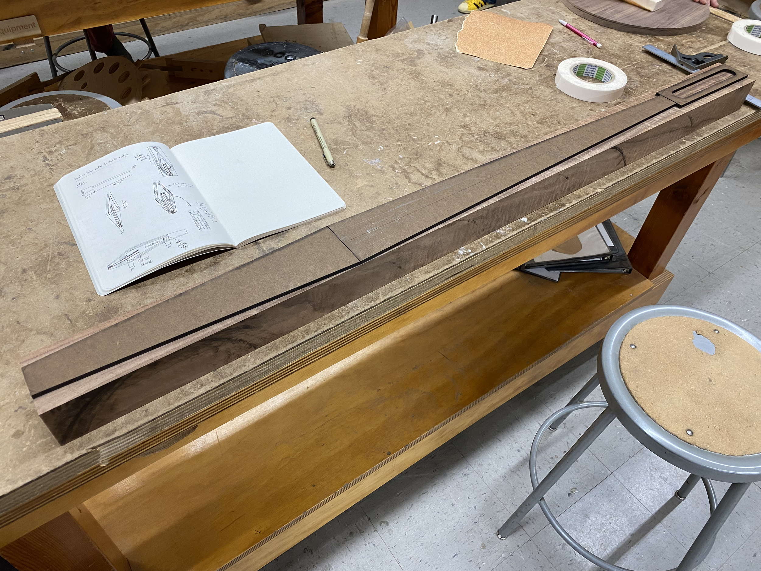 started with a single plank of wood + laser cut template