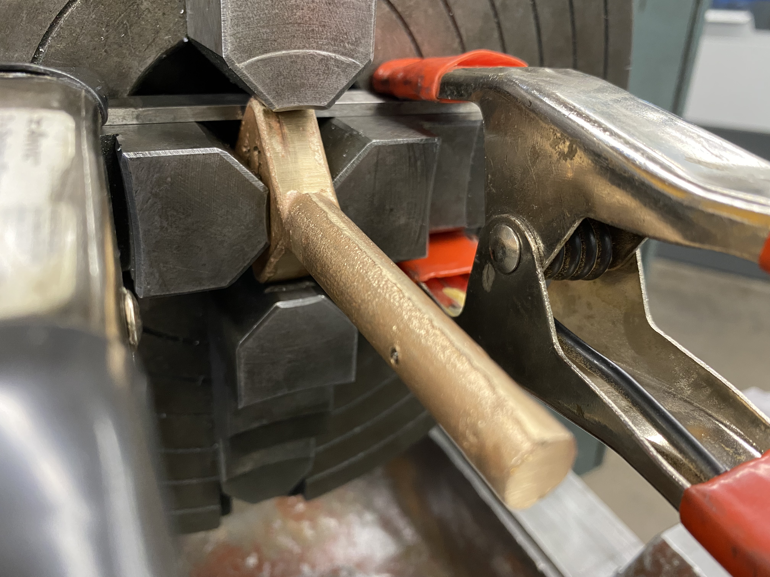 used the 4-jaw chuck + clamps + parallels to fixture tuning pegs on the lathe