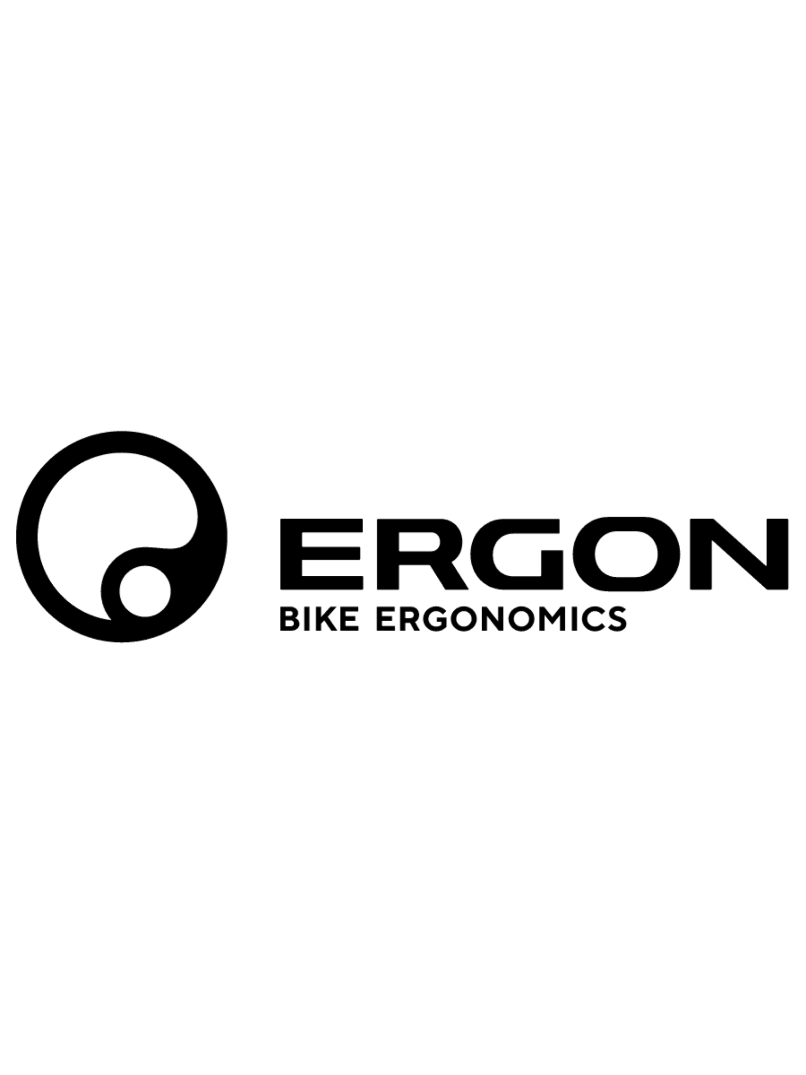A black and white logo for ERGON Bike Ergonomics, featuring a stylized bicycle chainring and the company's name.