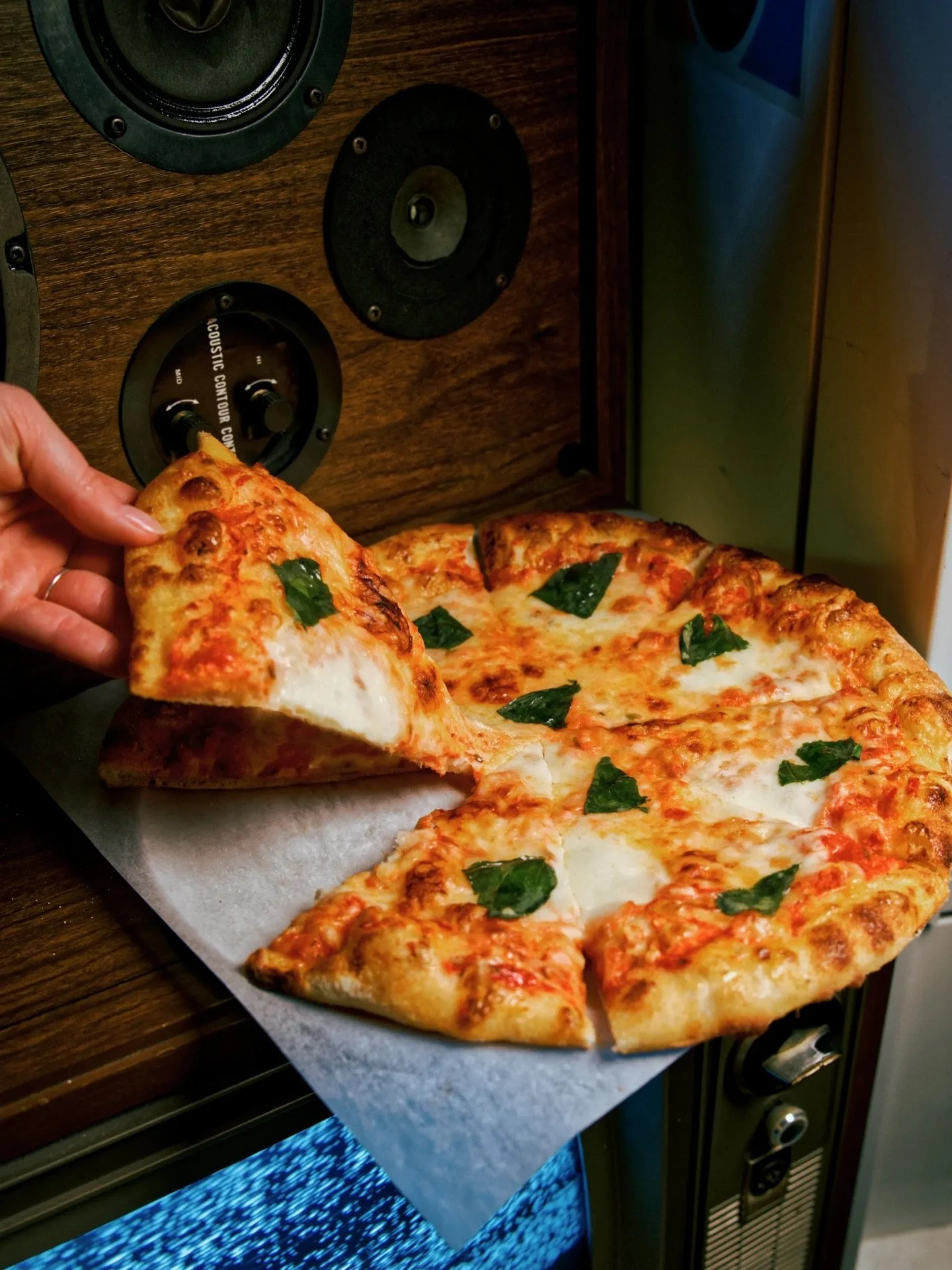 Can we have pizza every night? Classic, simple, perfect. 
Fresh basil, gooey mozzarella and a sauce that just hits right.
