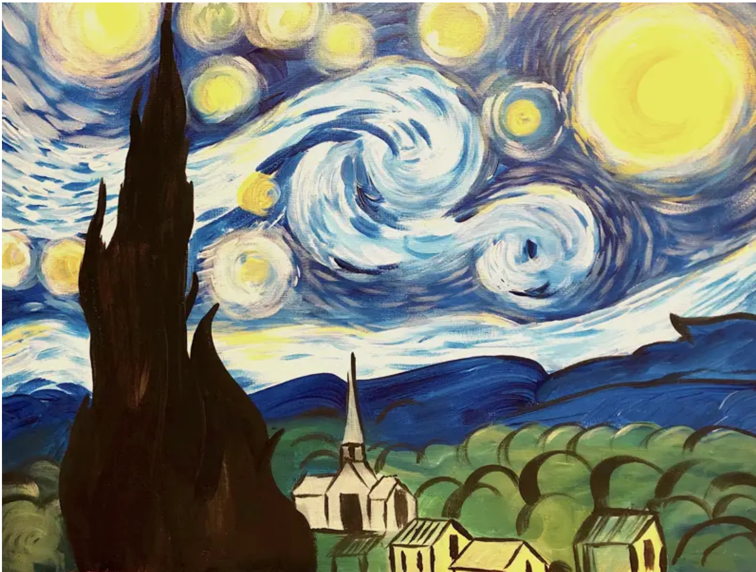 Paint and Wine Night in Blenheim - A Starry Night