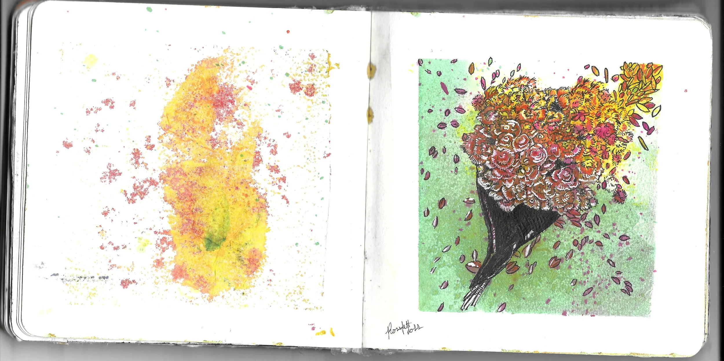 Water color pencil, micron, acrylic