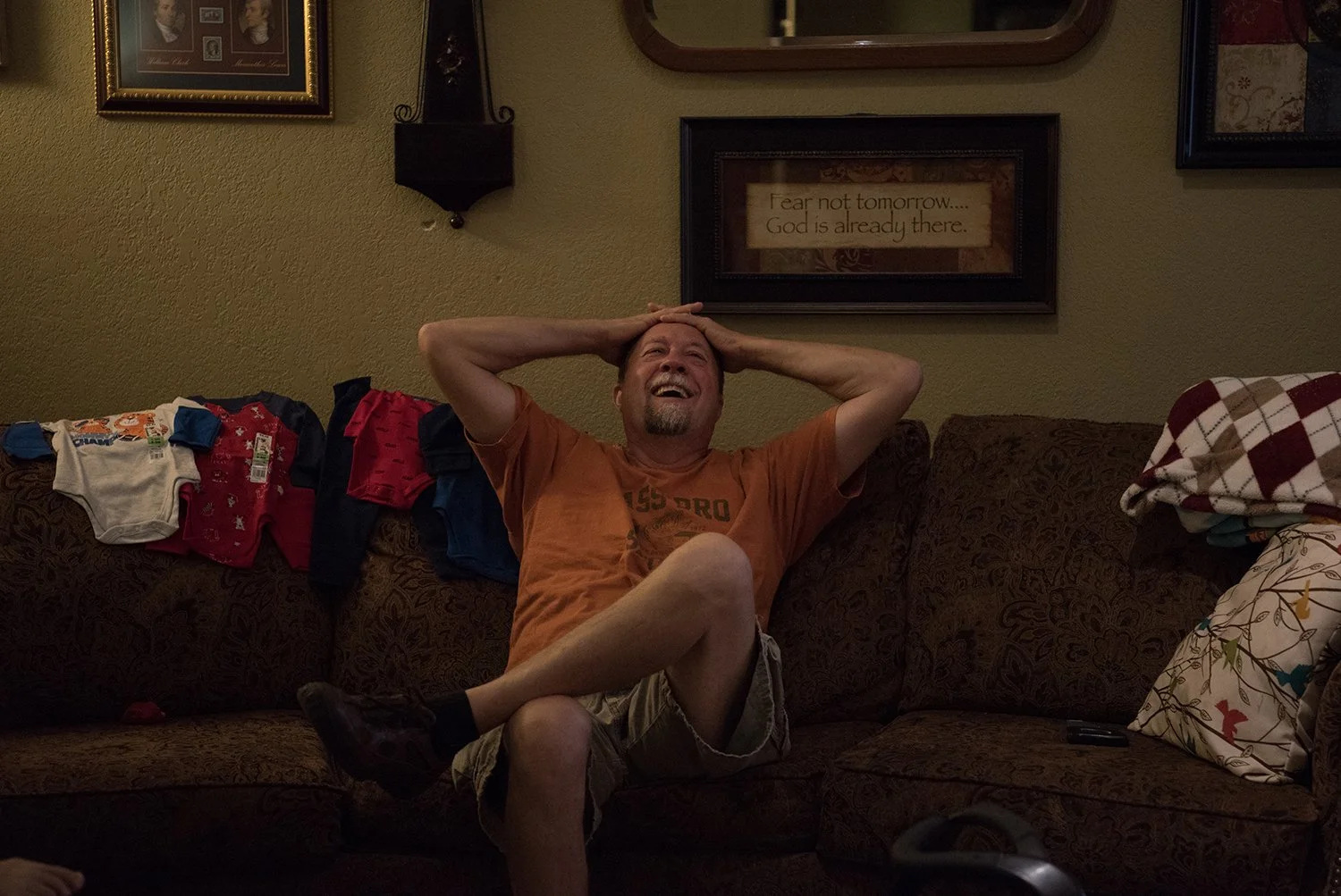 After two deliveries, one estate pickup and a garage clean-up, John rests for a moment before he heads out for another furniture assessment for an old friend. “The Lord spoke to me and said he was going to give me the desires of my heart,” said John.