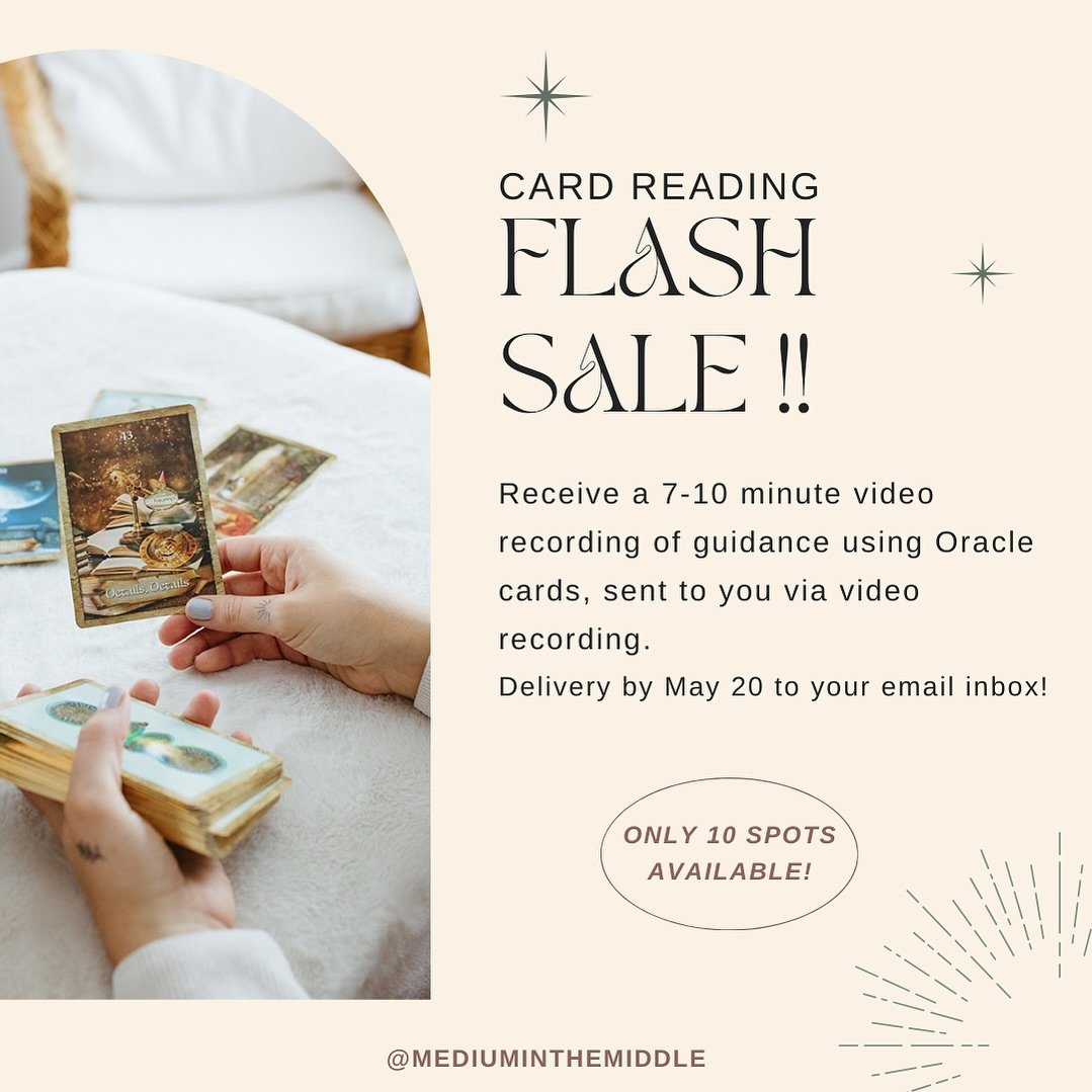✨ FLASH SALE ✨
.
it&rsquo;s the long weekend, and with rain (and snow!) in the forecast, what a better time to launch a fun card reading flash sale!! 
.
you will receive a 7-10 minute recorded video of guidance using my oracle cards, sent to your ema