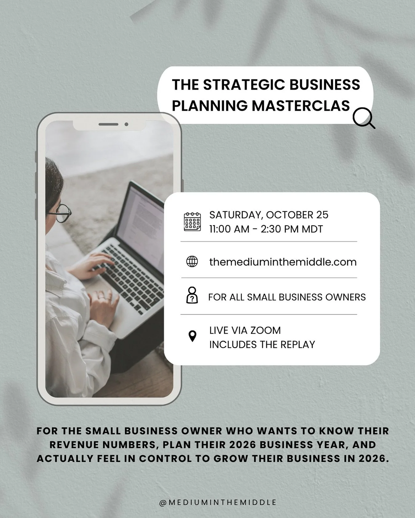the strategic business planning masterclass is happening this saturday and registration closes tomorrow night! ⏰ this is your FINAL reminder. 
.
small + growing business owners, i am looking at YOU 👀🌱 
.
📚 this is your once-a-year chance to get cl