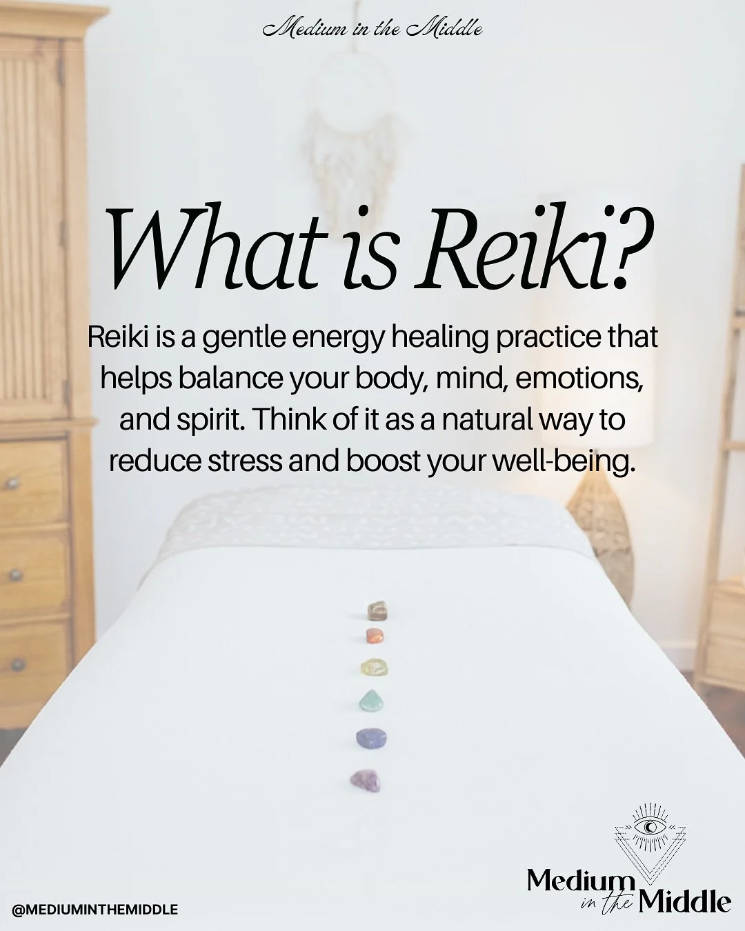 what is reiki? 💫 
.
let me share some information with you about reiki energy healing 💗 
.
💫 what is reiki? 
💫 how does reiki work? 
💫 what can reiki help with? 
💫 ready to experience reiki? 
.
.
energy healing for your mind, body and soul 💓
.