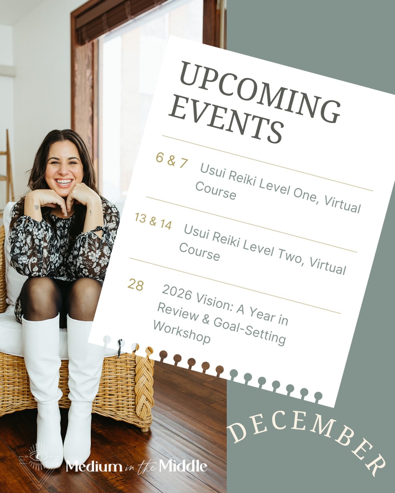 welcome december 🤍 
.
month 12 
the end of q4
the end of the year 🗓️ 
.
.
a few last things are happening this month to wrap up the year! 
.
🌟 usui reiki level one course is happening this weekend, and there is still time to register if learning r