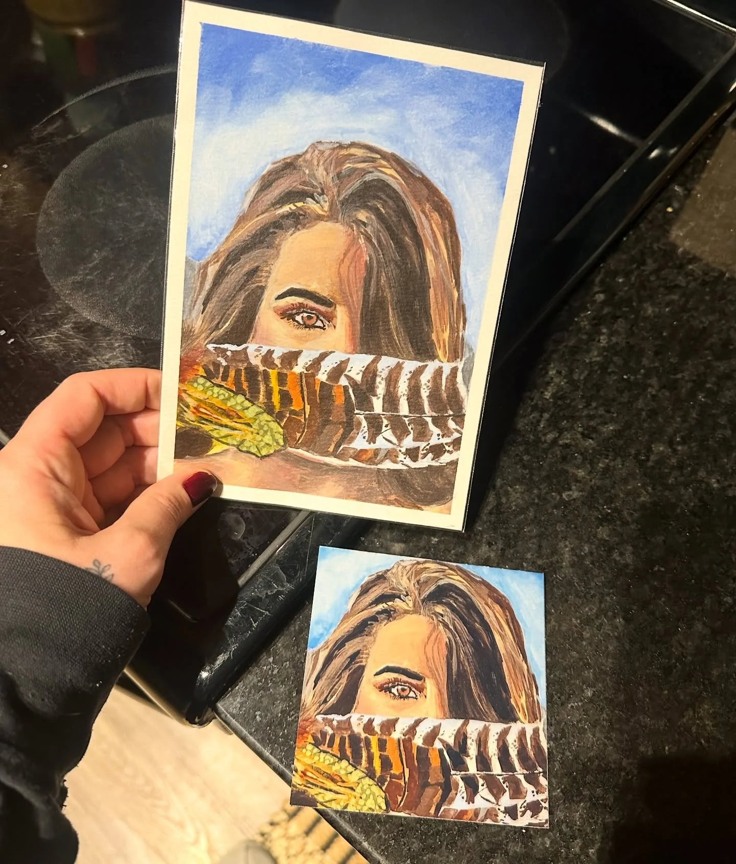 i would like to take a moment to thank joy @joyvtec.art for this beautiful custom medium in the middle artwork 💓
.
joy sent me a photo of her artwork of my podcast cover over a year ago and asked if she could mail it to me. i was blown away, and of 