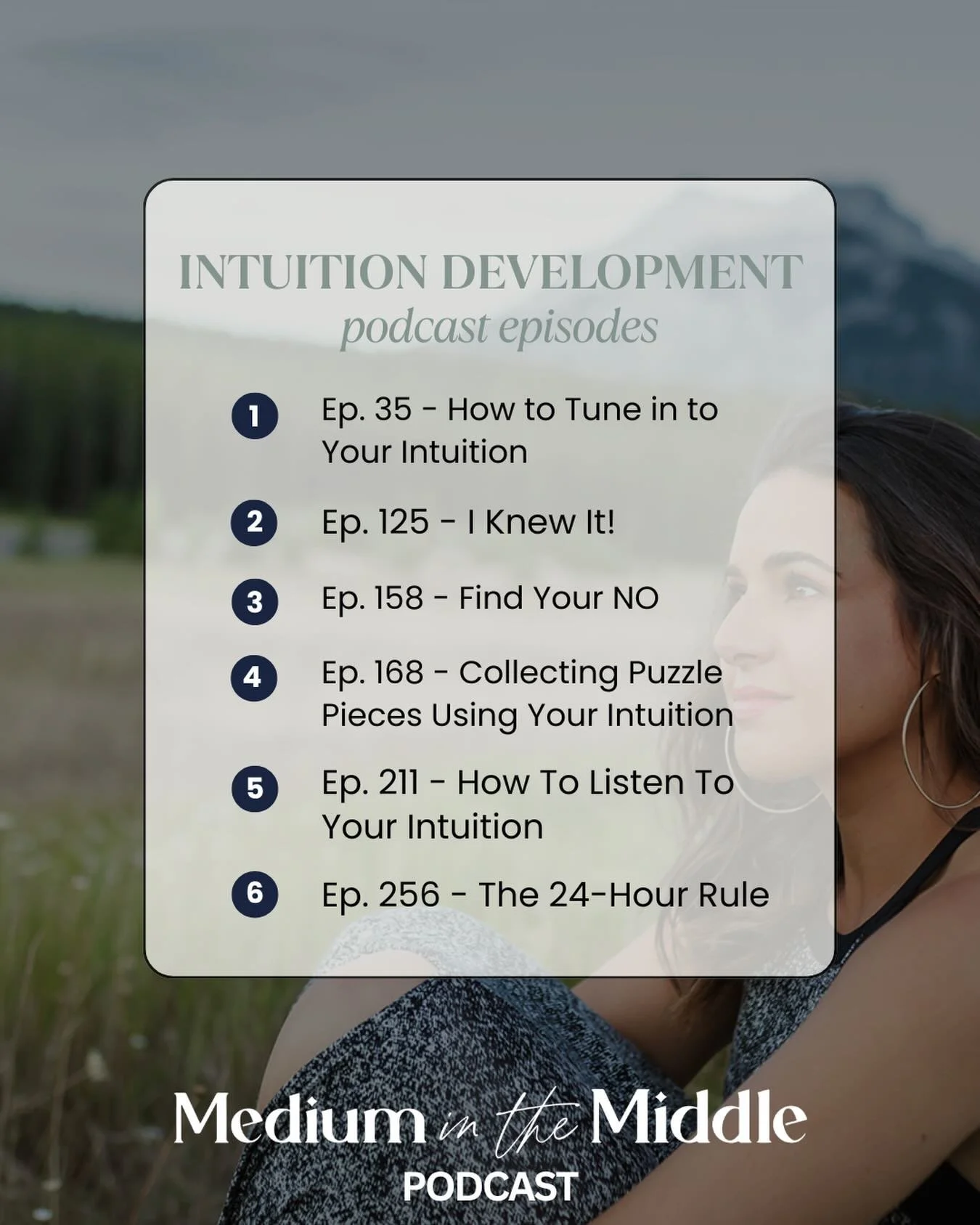 are you developing your intuition and needing some help along the way? 
.
i got you 🤝
.
the medium in the middle podcast has over 300 podcasts episodes, but these episodes are specifically for you if you are working in your intuition 
.
listen to th