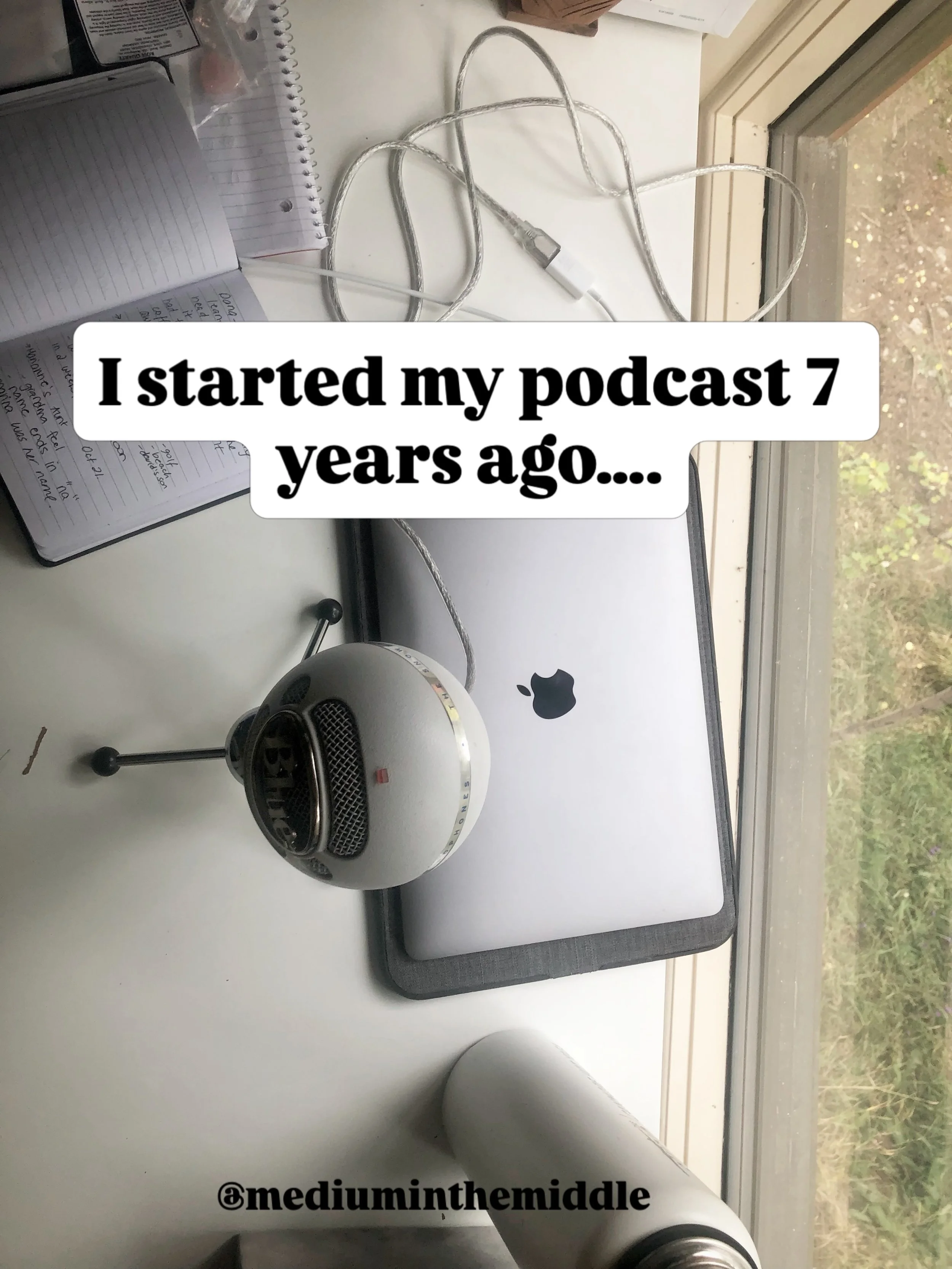 i just released a new podcast episode celebrating 7 years of the medium in the middle podcast 🎙️🥳
.
the podcast all started with this laptop. 
.
and upon reflection, i think it is CRAZY that i just went and spent over $2000 on a laptop for my silly