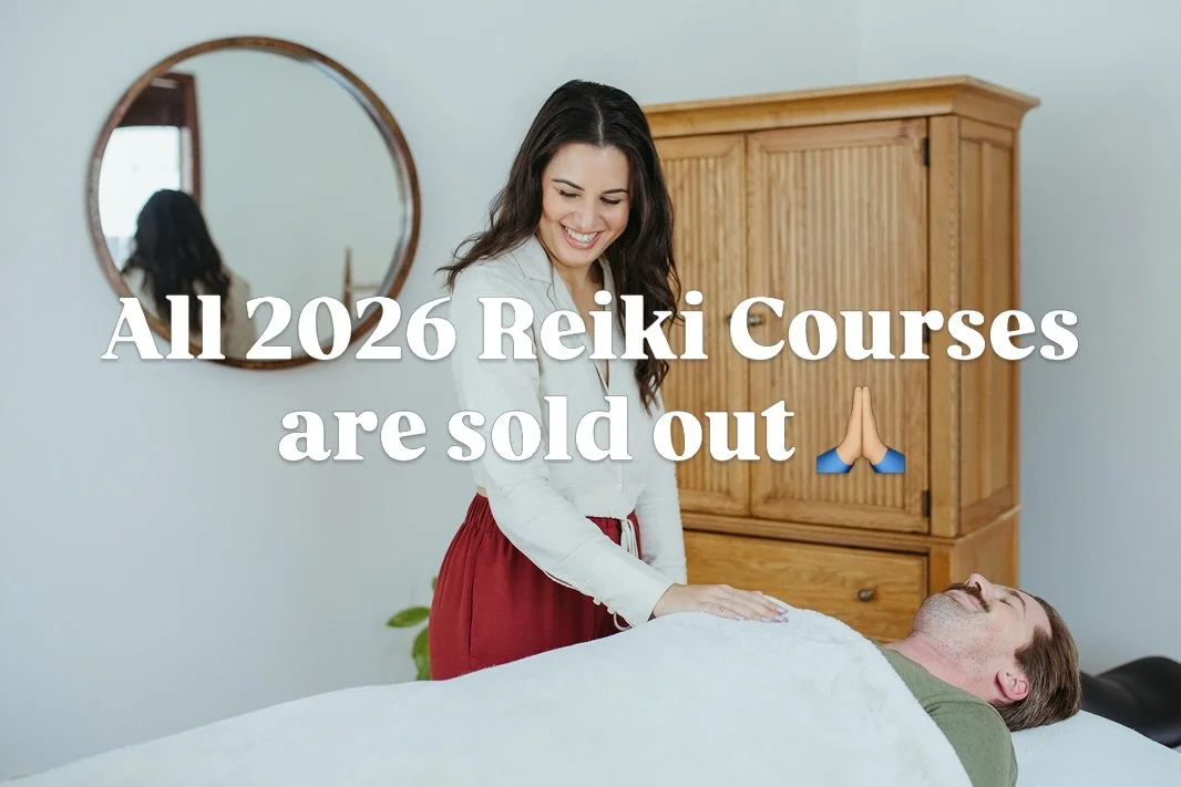 all 2026 reiki courses are officially sold out 🙏🏼💫
.
level ones have been sold out for months, but all level twos just filled up 💞
.
there was and is a lot of reiki in my 2026!! 
.
💫 24 reiki level one courses 
💫 9 reiki level two courses 
💫 1