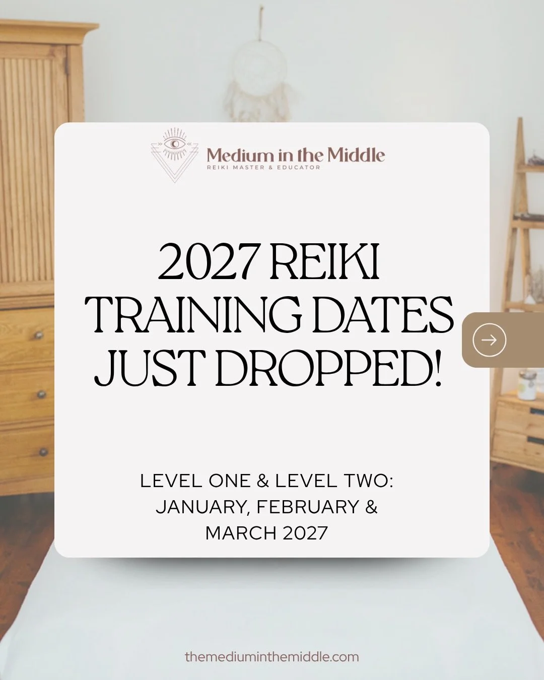 the much anticipated 2027 reiki training dates have officially been released, and we&rsquo;re already off to a VERY busy start! 🥳
.
my mailing list got first access to the dates, and ALL january trainings are already SOLD OUT! 🤯👏
.
if you&rsquo;ve