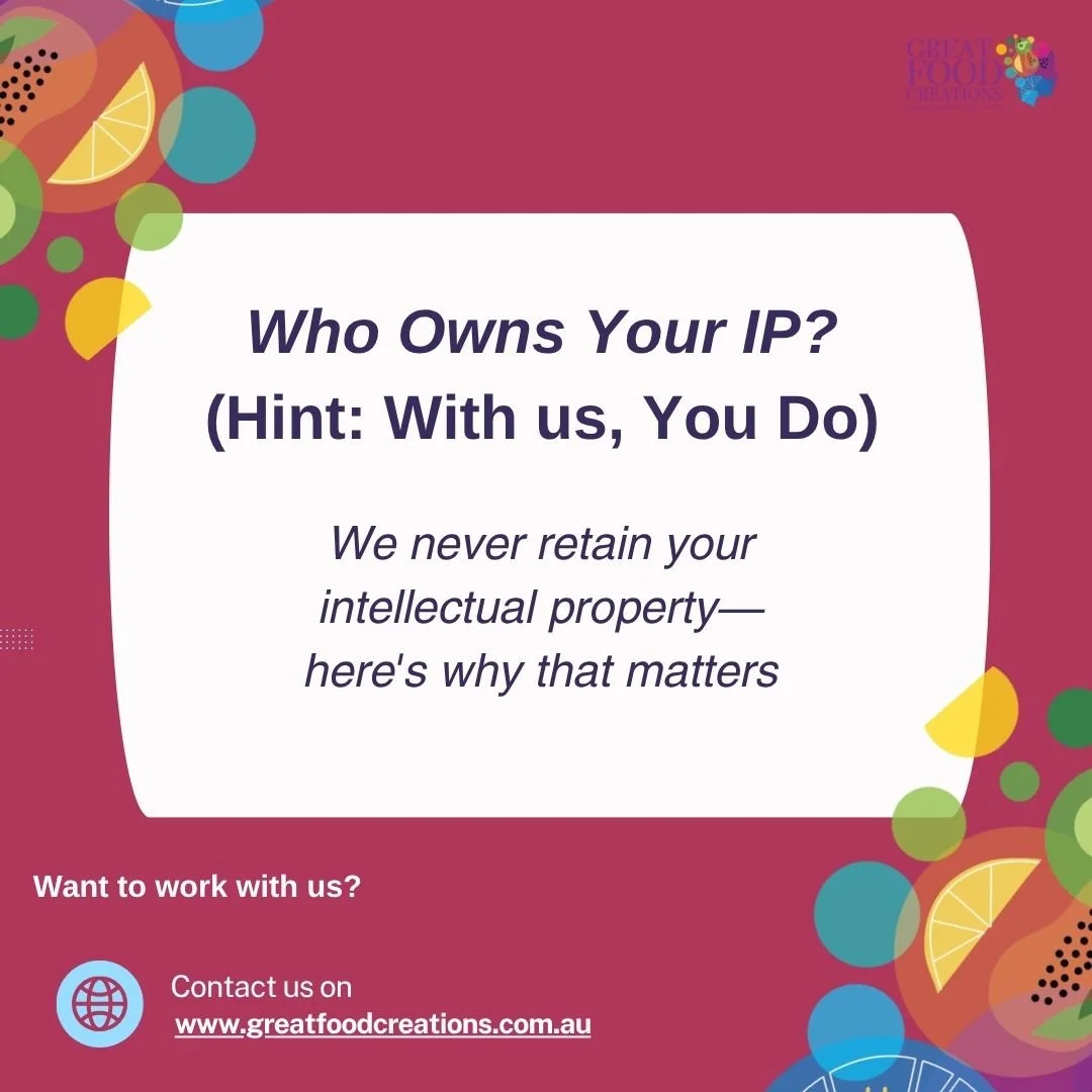 When you create innovative food products, your intellectual property (IP) is one of your most valuable assets. 

At our consultancy, we make it clear that your ideas remain yours. We don't claim ownership, we simply offer guidance. Ensuring your IP i