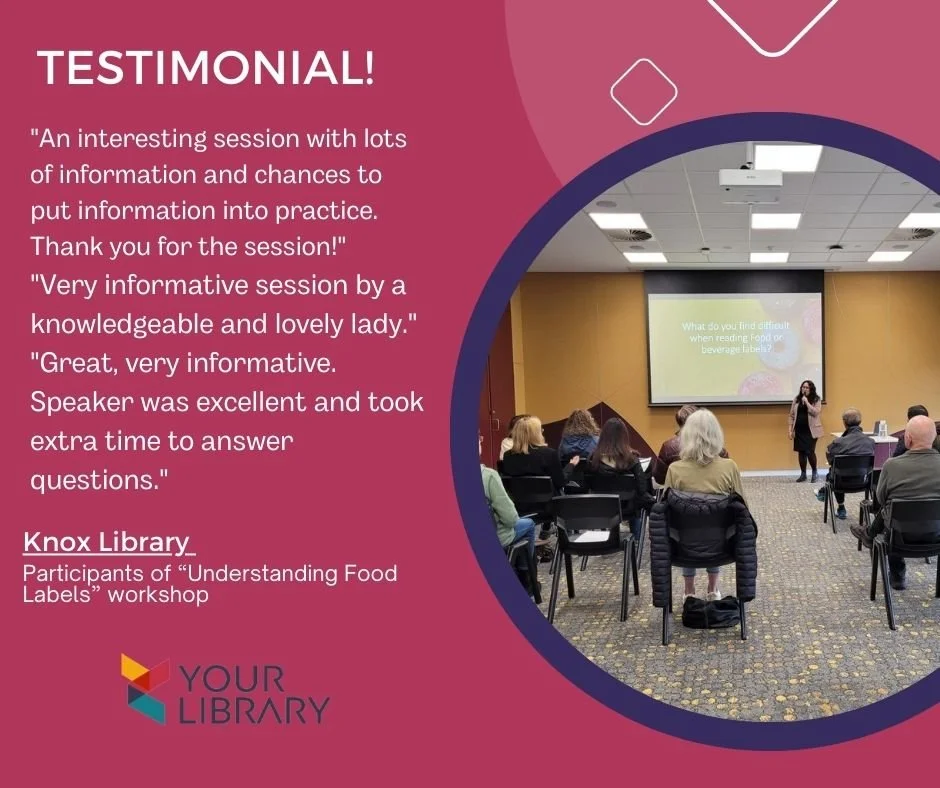 📚 We're delighted to share feedback from a recent session at Your Library (Knox), where we've provided an informative and engaging workshop! 🌟

At Great Food Creations, we're committed to sharing knowledge and fostering learning experiences. Our se