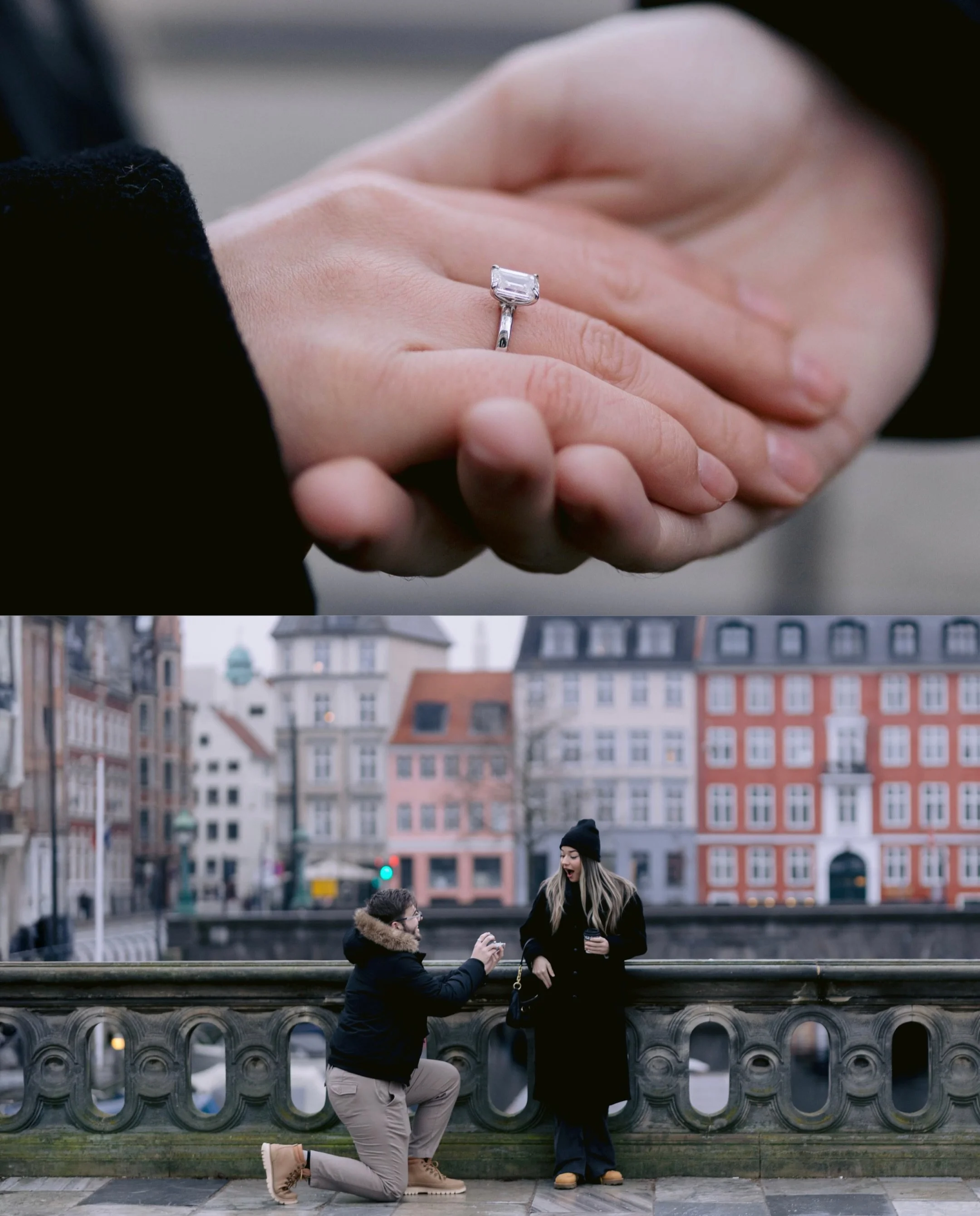 Secret proposal on the Marble Bridge, Copenhagen 🤍

To this day, I still think this surprise proposal was phenomenal. Her reaction says it all. 🥹✨

C got in touch a few months before their trip to Copenhagen. He was planning to propose to Y and was