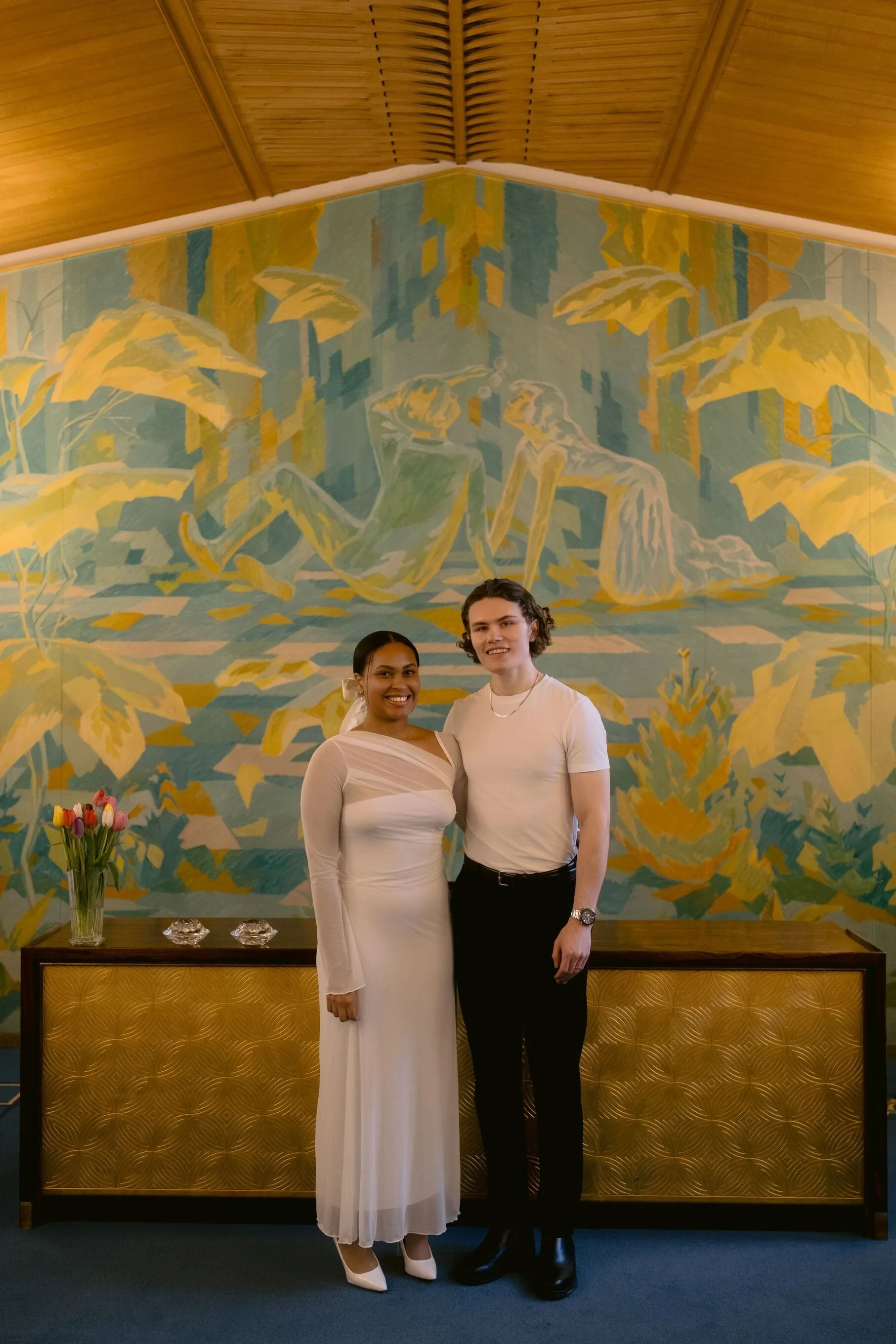 Odense Wedding Photographer - Couple inside Odense Town Hall