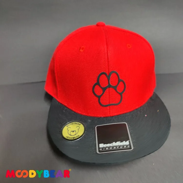 Baseball Cap - Red and Black SnapBack with Black Pup Paw