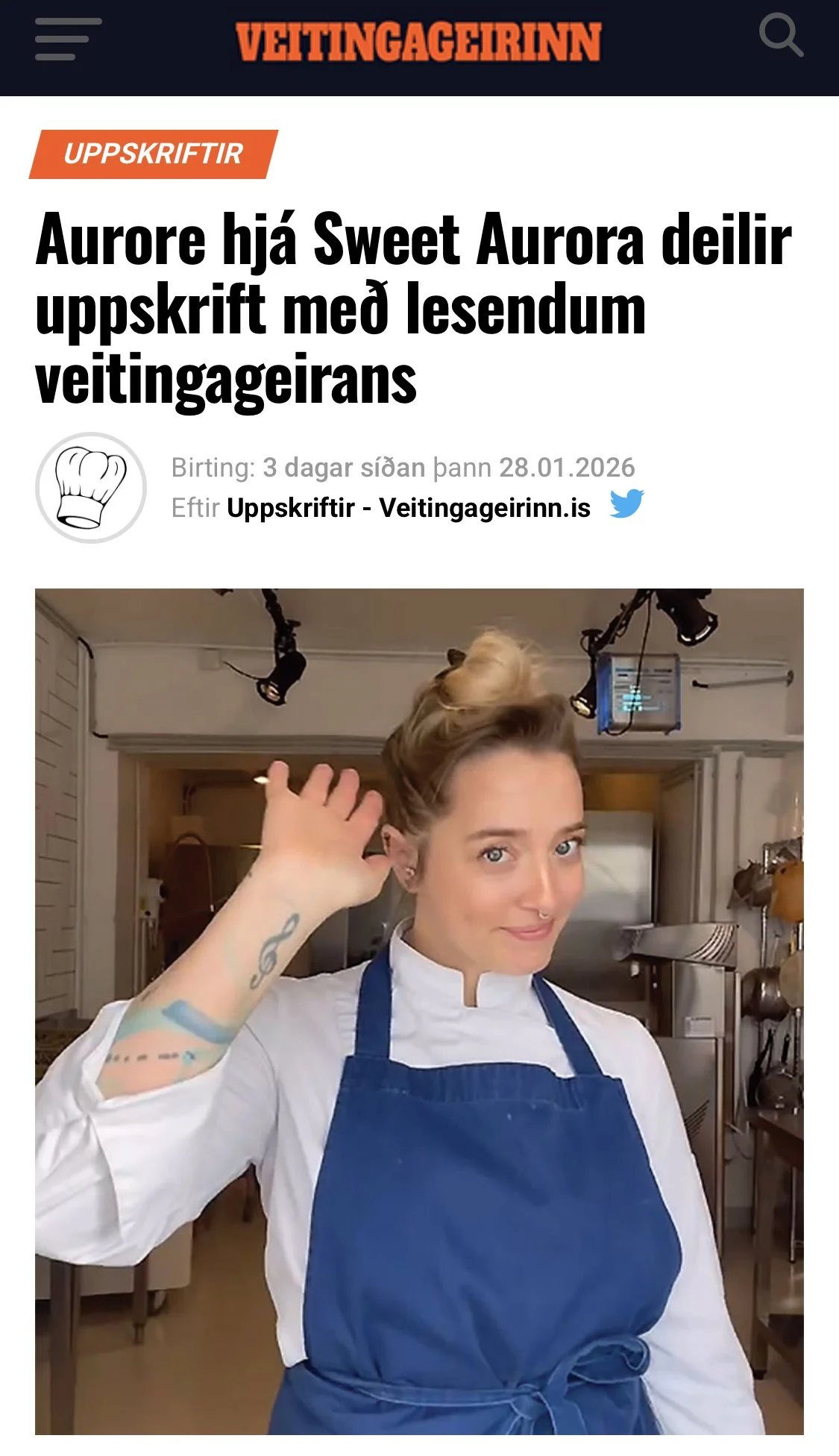 Aurora deilir uppskrift með lesendum veitingageirans