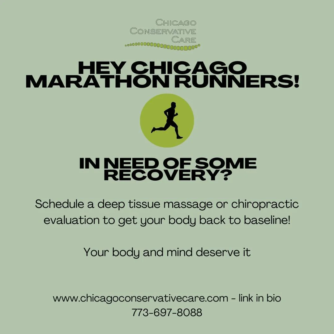 Chicago Marathon Runners - we are so proud of you! You put your body through so much to get ready for such an accomplishment! Don't forget that recovery is just as important as preparation - schedule some care for your body (&amp; mind) today!

#chic