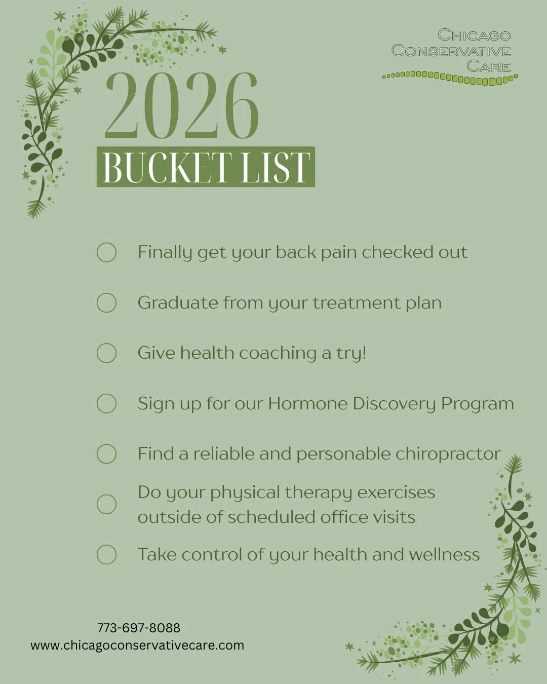 Happy 2026!! What are your goals and intentions for this coming year? We'd love to be apart of them! Whether you're looking to get your back pain resolved, hoping to tackle hormone concerns, or just want some guidance when it comes to your health - w