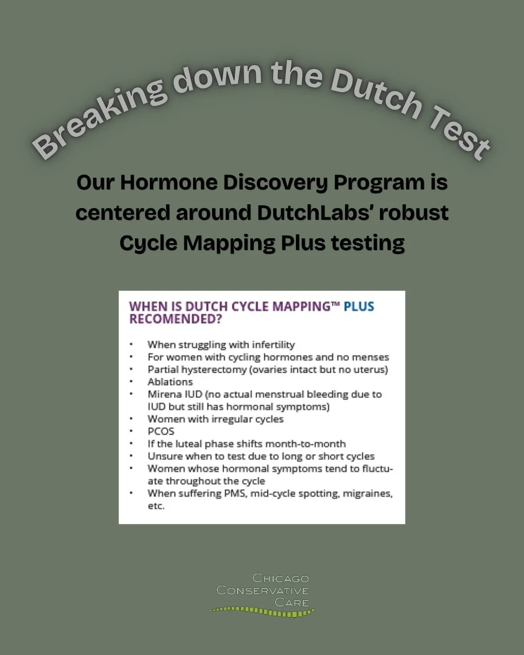 Curious what exactly our Hormone Discovery Program tests for?? Utilizing @dutchtest Cycle Mapping Plus gives us the most specific and detailed answers to all your hormone, energy, and stress related symptoms (&amp; more!!)

We bridge the gap between 