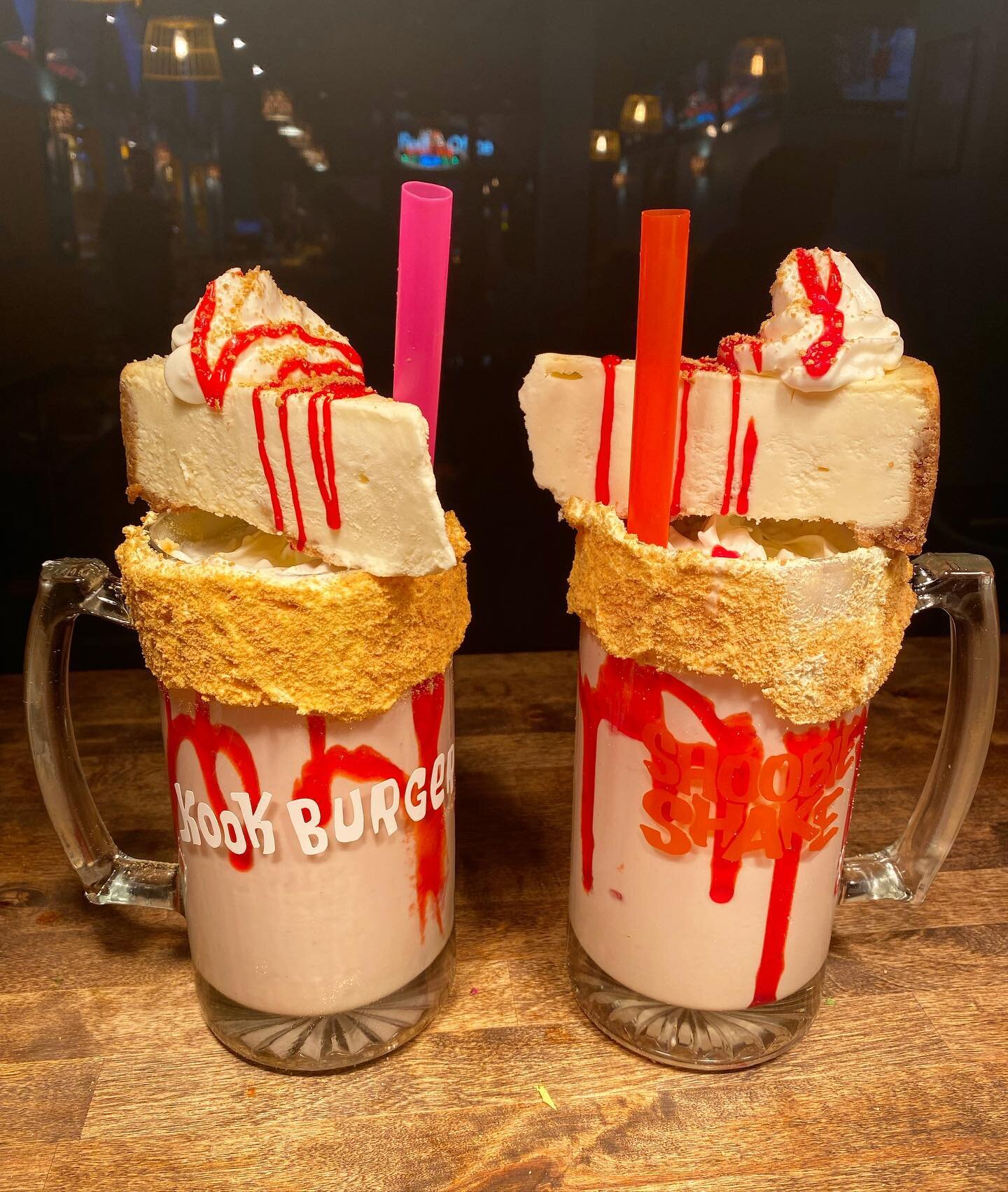 Twinning never tasted so good! 😍🍦👯&zwj;♀️ Our Sunburnt Berry Shoobie Shakes are a match made in dessert heaven, especially when topped with our decadent cheesecake. Who's ready for a double dose of deliciousness? 🤤 #twinning #shoobieshakes #sunbu