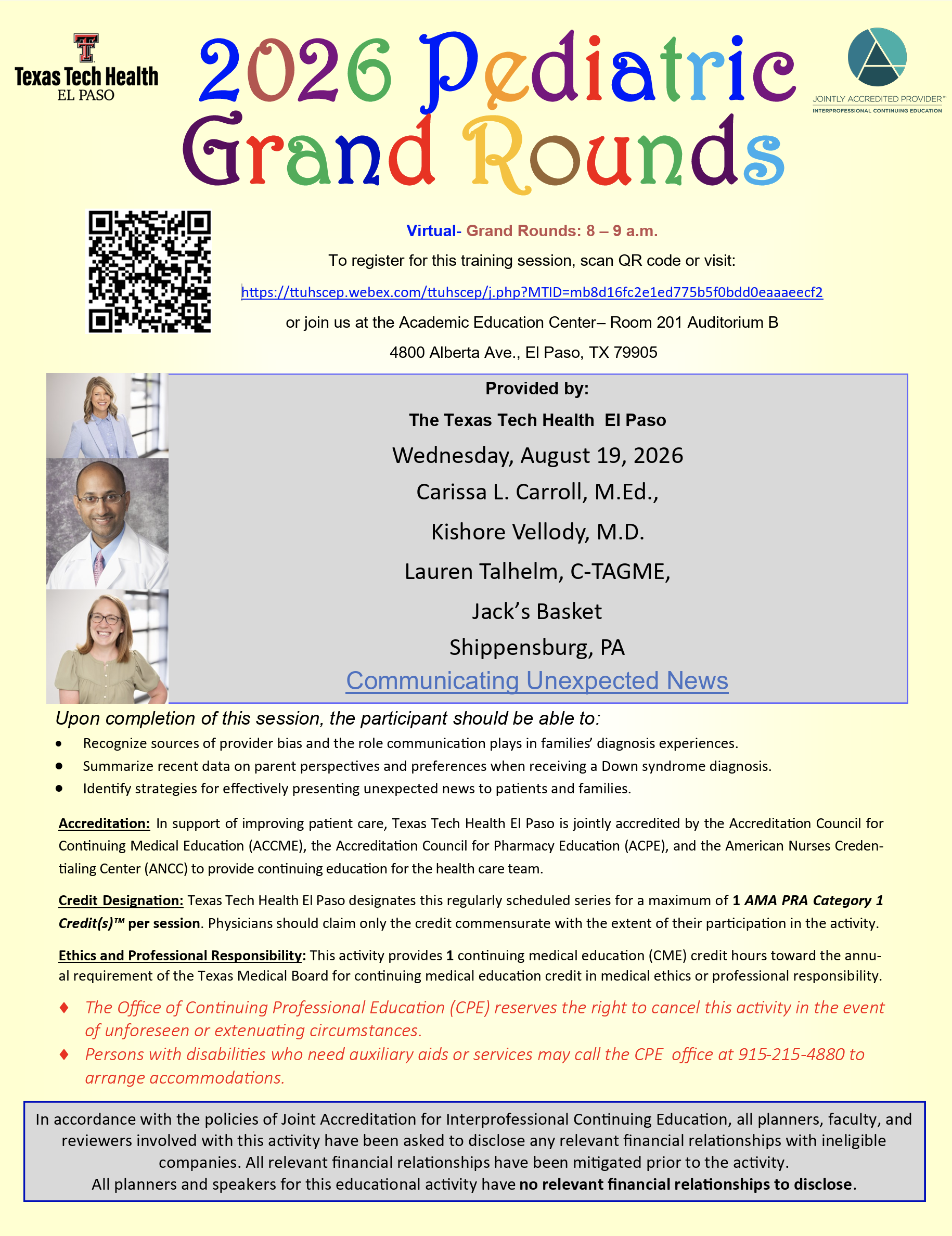 2026 Pediatric Grand Rounds