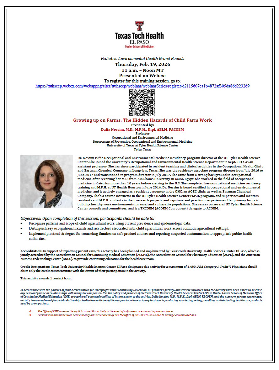 Pediatric Environmental Health Grand Rounds