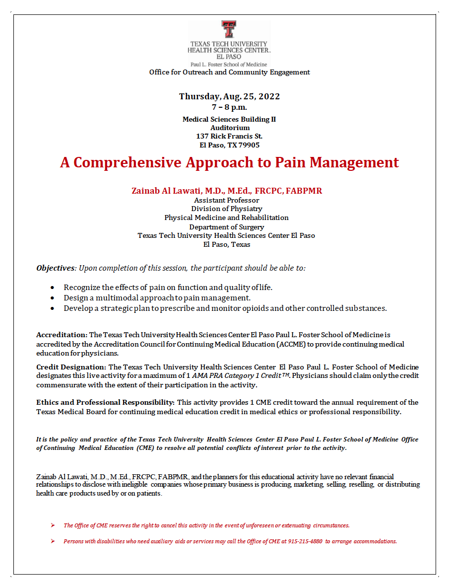 Pain management flyer