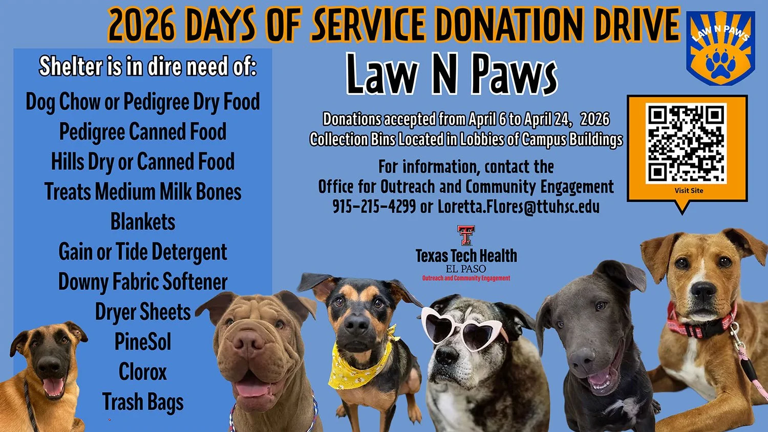 Days of Service Donation Drives — Tech Talk: TTUHSC El Paso News and Events