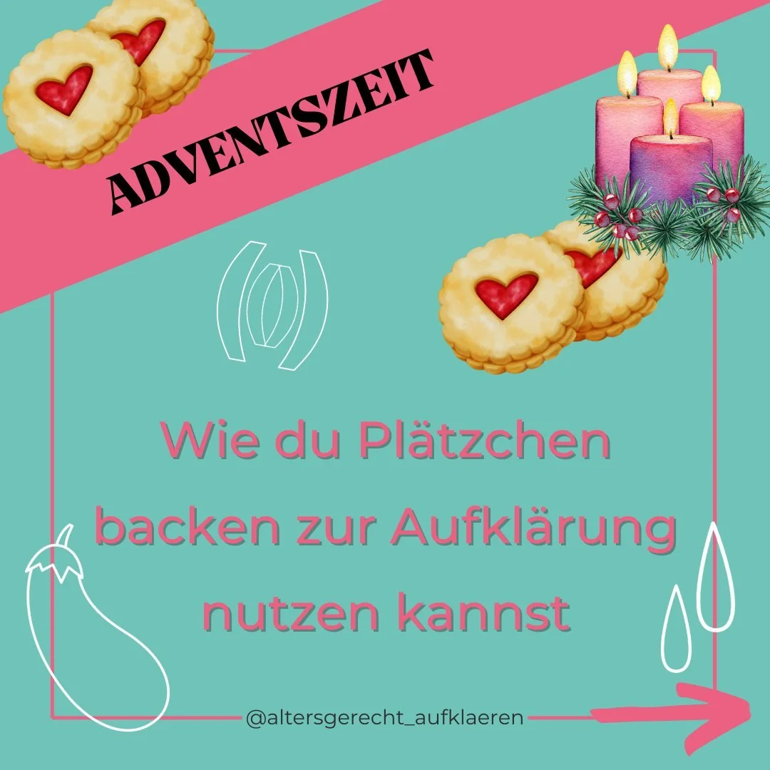 💡🎄Die Vorweihnachtszeit ist ideal, um mit deinen Kids &amp; Teens das Thema Aufkl&auml;rung auf kreative und gem&uuml;tliche Weise anzugehen &mdash; zum Beispiel, indem ihr intime Pl&auml;tzchen backt.

Glocke, Stern, Tanne und normales Menschlein 