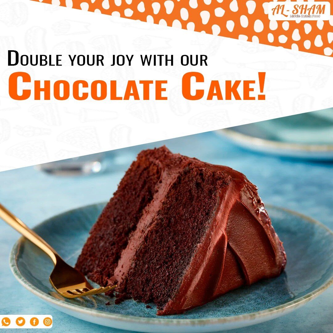 Double your joy with our rich and dense Chocolate Cake, a moist and creamy cake made to melt in your mouth!

Visit now: www.alshamrestaurant.com
#Alsham #Restaurant #double #creamy #moist #chocolatecake #joy #melt #rich #mouth #saturdaymood