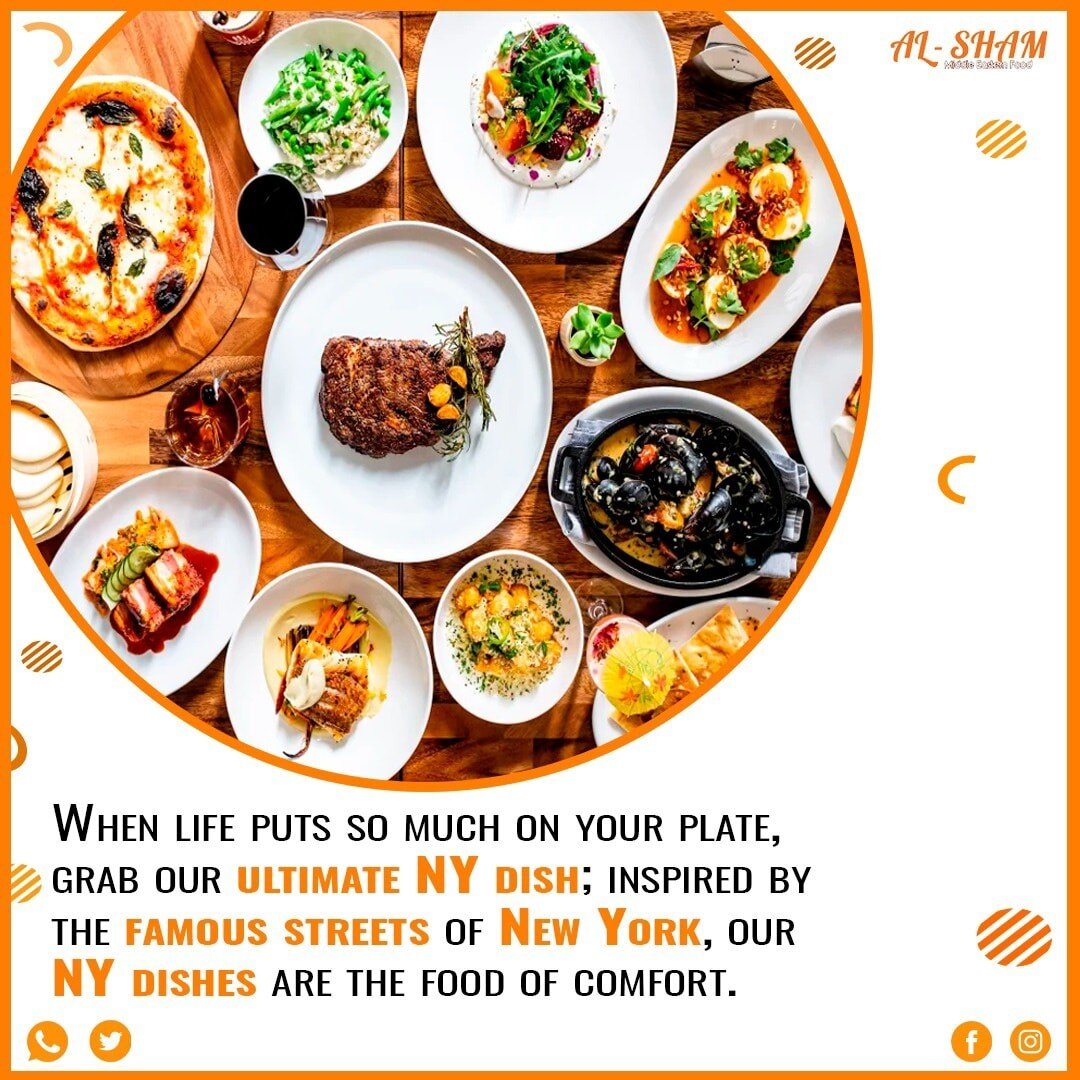 When life puts so much on your plate, grab our ultimate NY dish; inspired by the famous streets of New York, our NY dishes are the food of comfort.

Visit now: www.alshamrestaurant.com
#Alsham #Restaurant #NYdish #food #comfort #plate #street #taste 