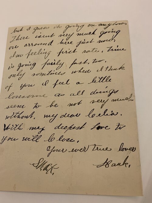 Letter from Celia Tauer Forstner, a Hill House kitchen maid, to her fiance