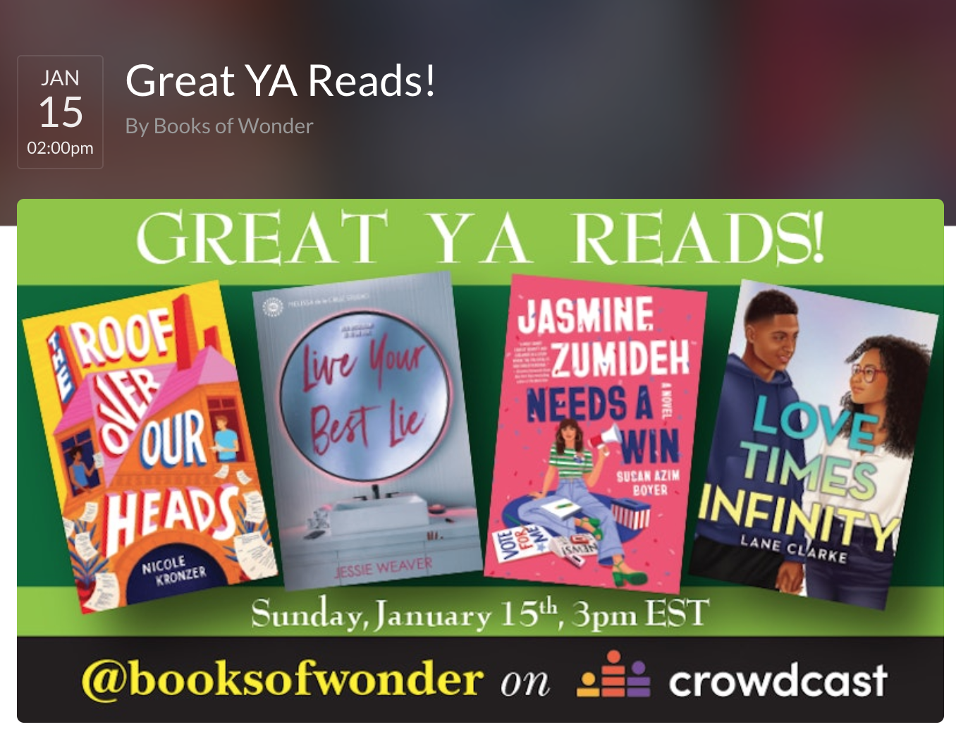 Great YA Reads! Virtual Event