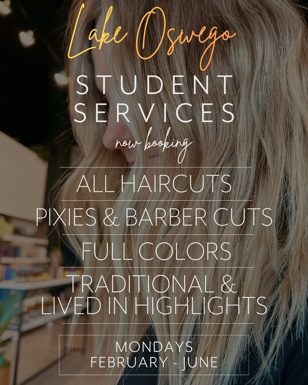 So excited to announce Student Services are now available at Citrus in Lake Oswego! @thathairgirlhaley will be hard at work refining her skillset and growing her clientele while establishing herself as a new talent artist. She needs models for all se