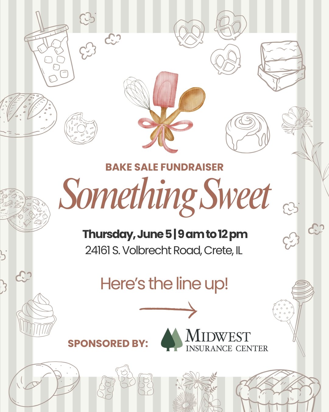 So much to look forward to this Thursday! 🍪💛
A heartfelt thank you to Midwest Insurance Center for sponsoring our bake sale and believing in the mission of Something to Hold. Your generosity is helping us comfort grieving families &mdash; one blank