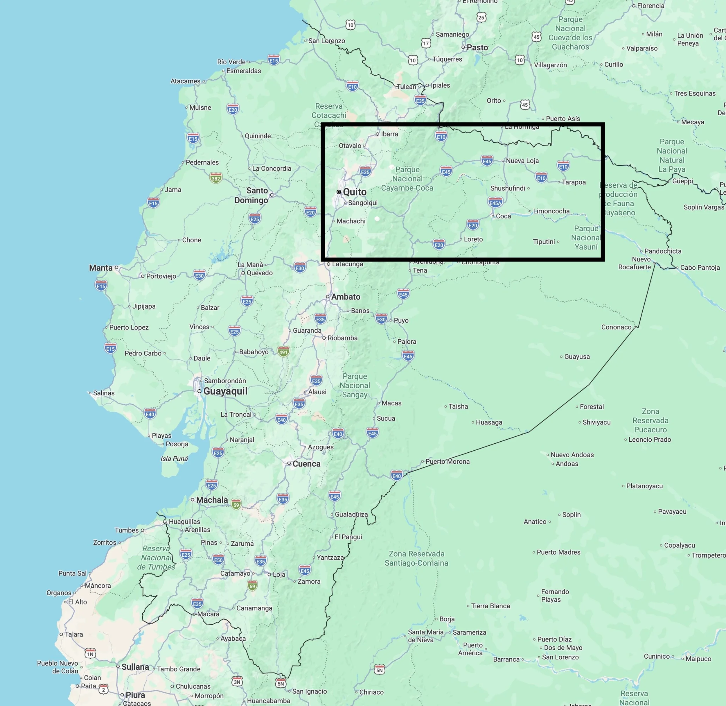 Area of Ecuador visited