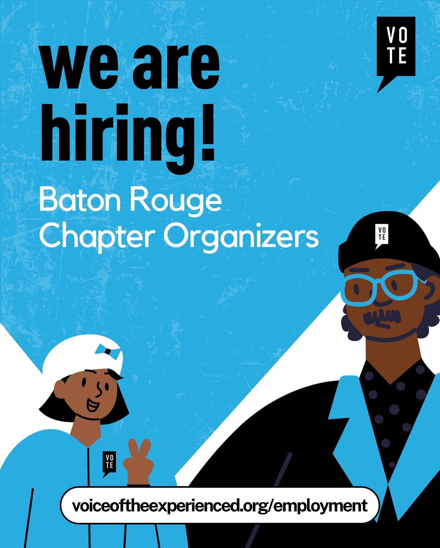 🚨VOTE is looking for TWO passionate organizers to join our Baton Rouge chapter! As a Chapter Organizer, you'll be a key part of our statewide and local organizing teams, focusing on outreach, recruitment, and engagement. We believe in the power of r