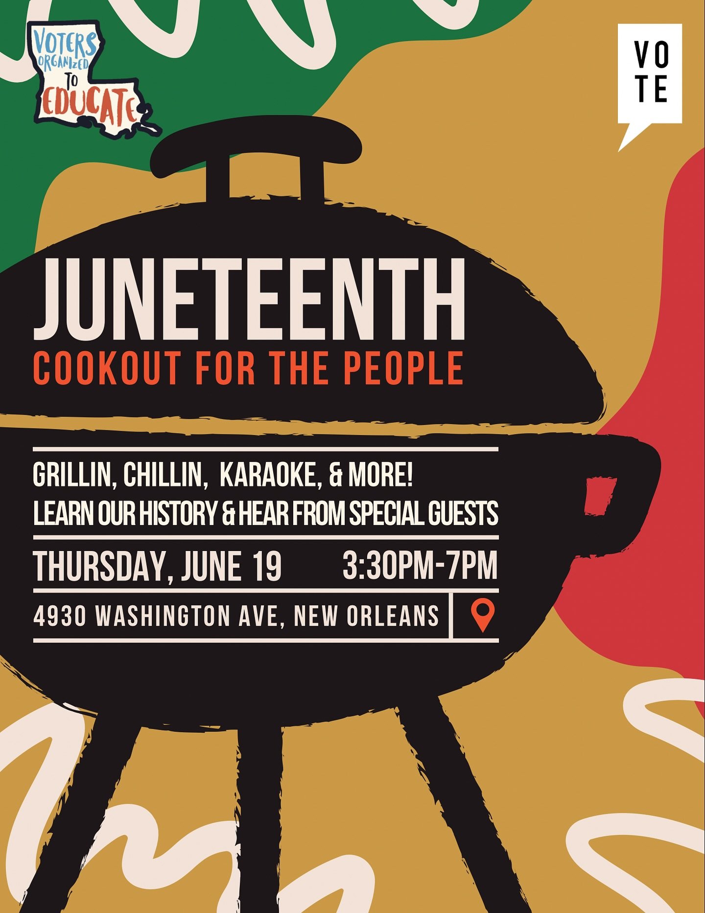 Celebrate Juneteenth with VOTE&mdash;two ways, same spirit of liberation.

We&rsquo;re honoring our history, our freedom, and our power&mdash;twice.

🔥🍔 New Orleans: Join us Thursday, June 19 for Year 2 of our Cookout for the People&mdash;a communi