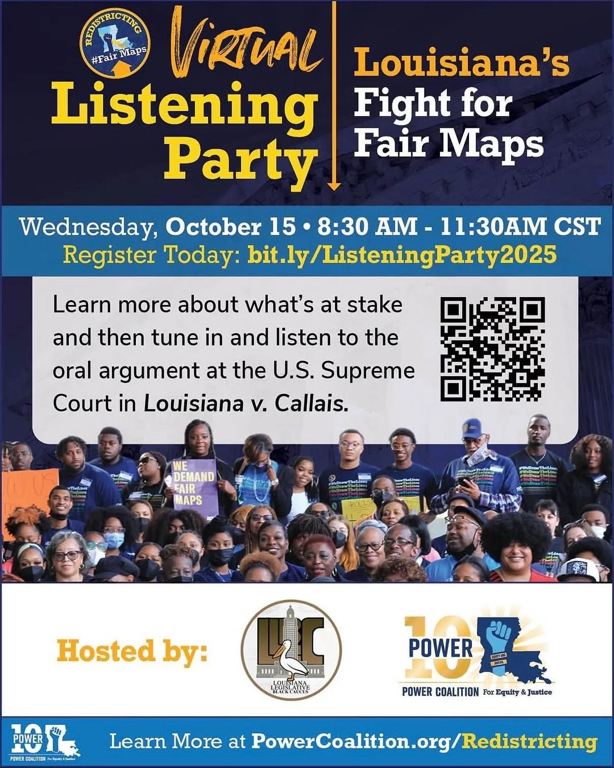 On Wednesday, October 15, the U.S. Supreme Court will hear oral arguments in the critical Callais v. Louisiana case, a moment that could shape fair representation for Black voters and communities of color.

📣 Virtual Listening Party Join the Louisia