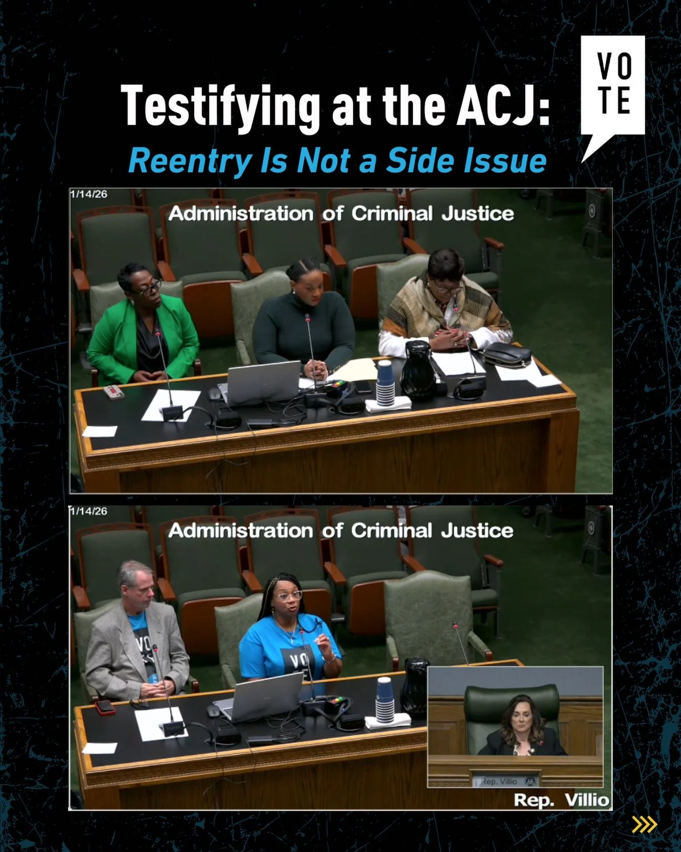 On Wednesday, VOTE staff and members testified before the Administration for Criminal Justice Committee about reentry, bringing lived experience into a conversation too often led without impacted voices.
&nbsp;
VOTE staff Consuela Gaines, Ivy Matthis